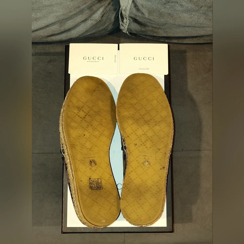 EUC GUCCI MEN'S GG CANVAS ESPADRILLES SIZE 7